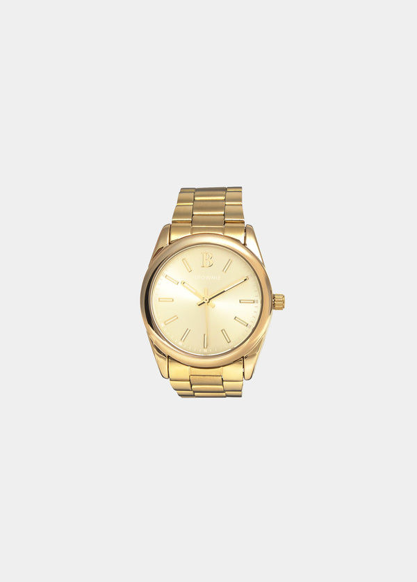 Reloj de pulsera de 32mm en tono oro con esfera clara y correa metálica