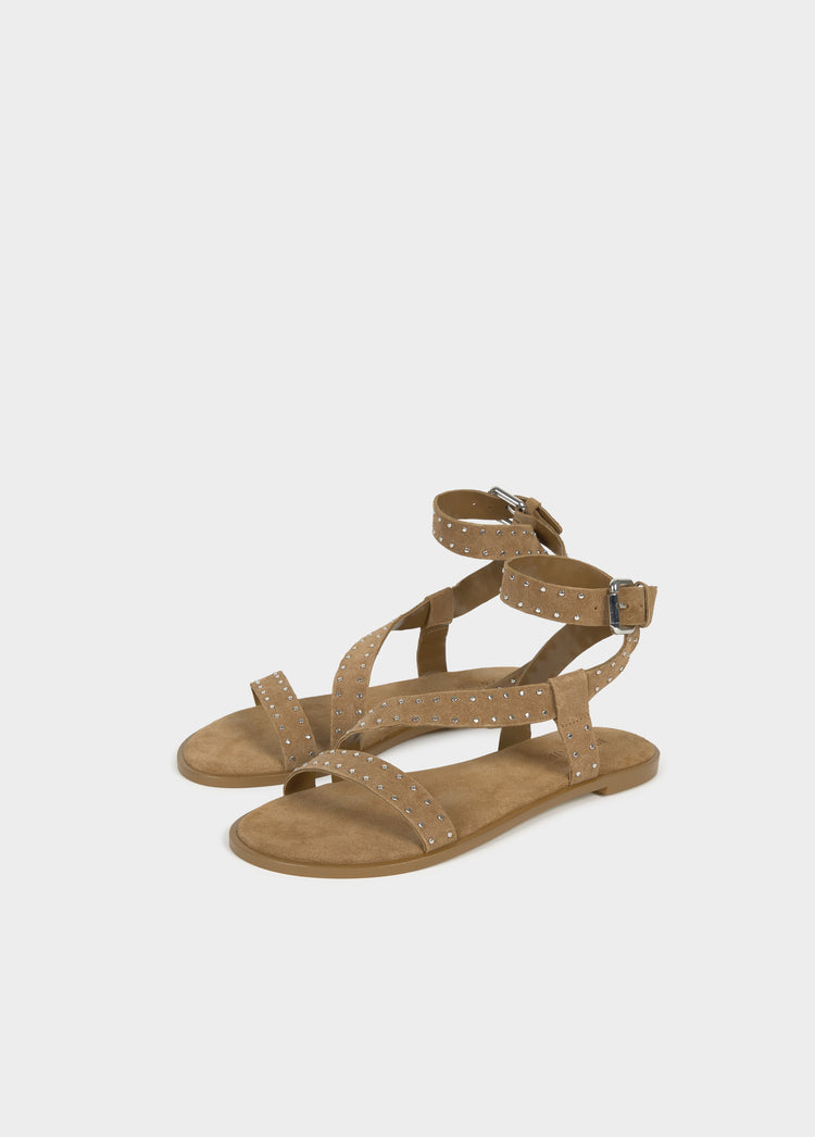 Sandale plate lanières