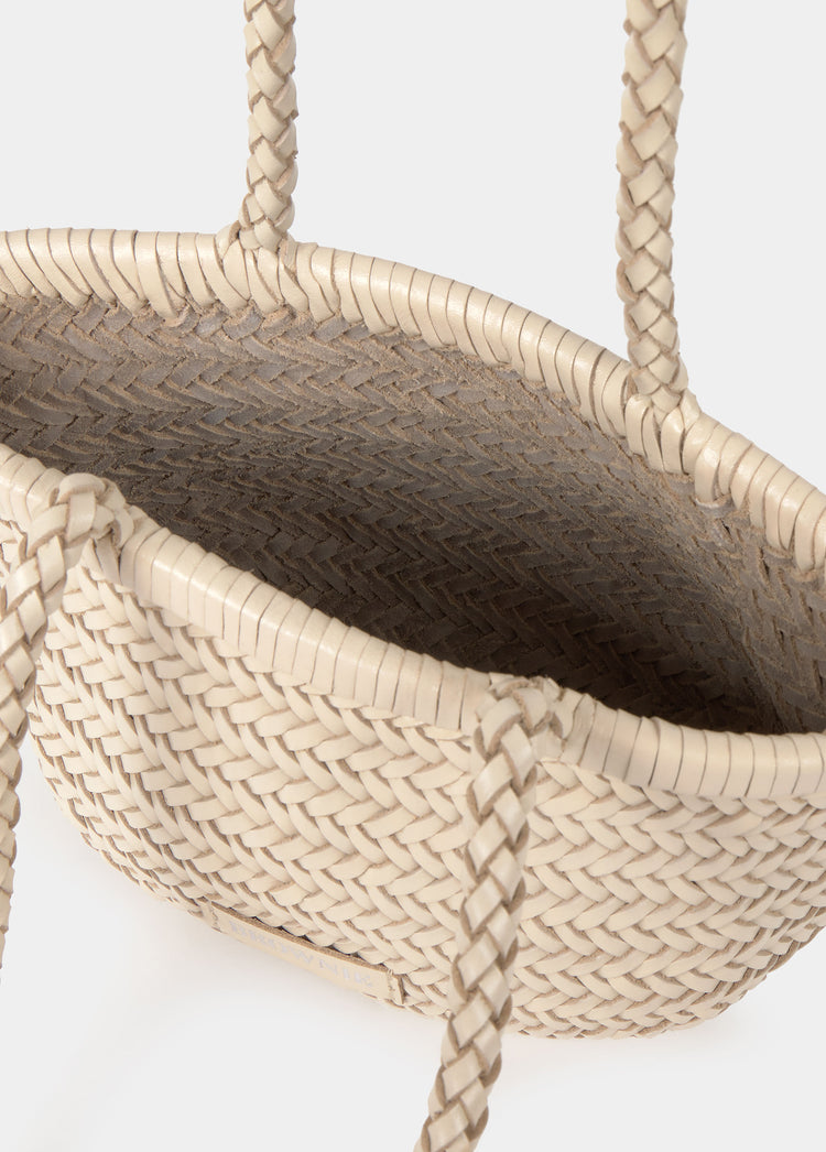 Mala shopper pequena trançada em pele