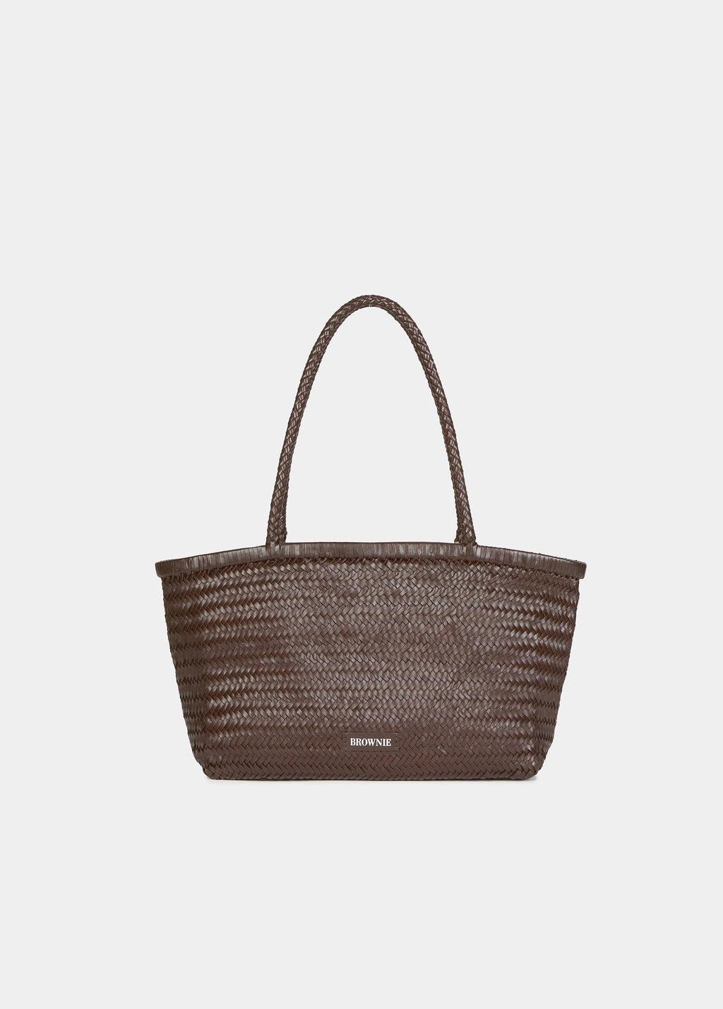 Mala shopper trançada em pele