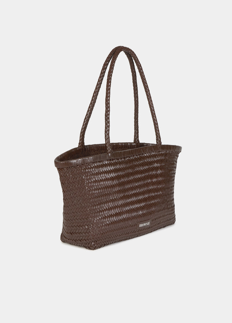 Braided leather shopper bag