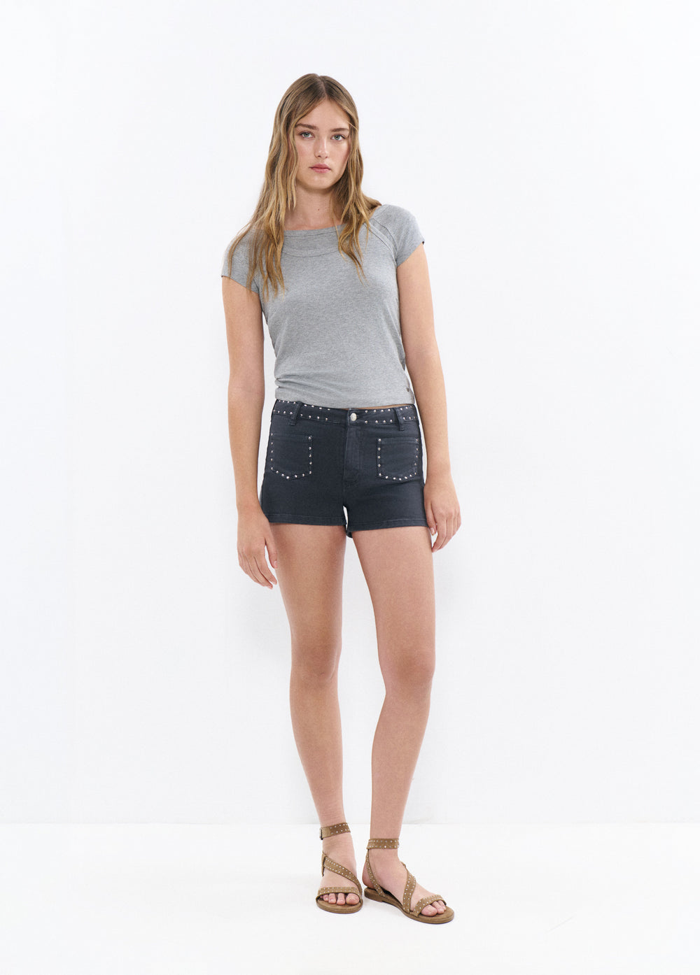 Decorative studded shorts