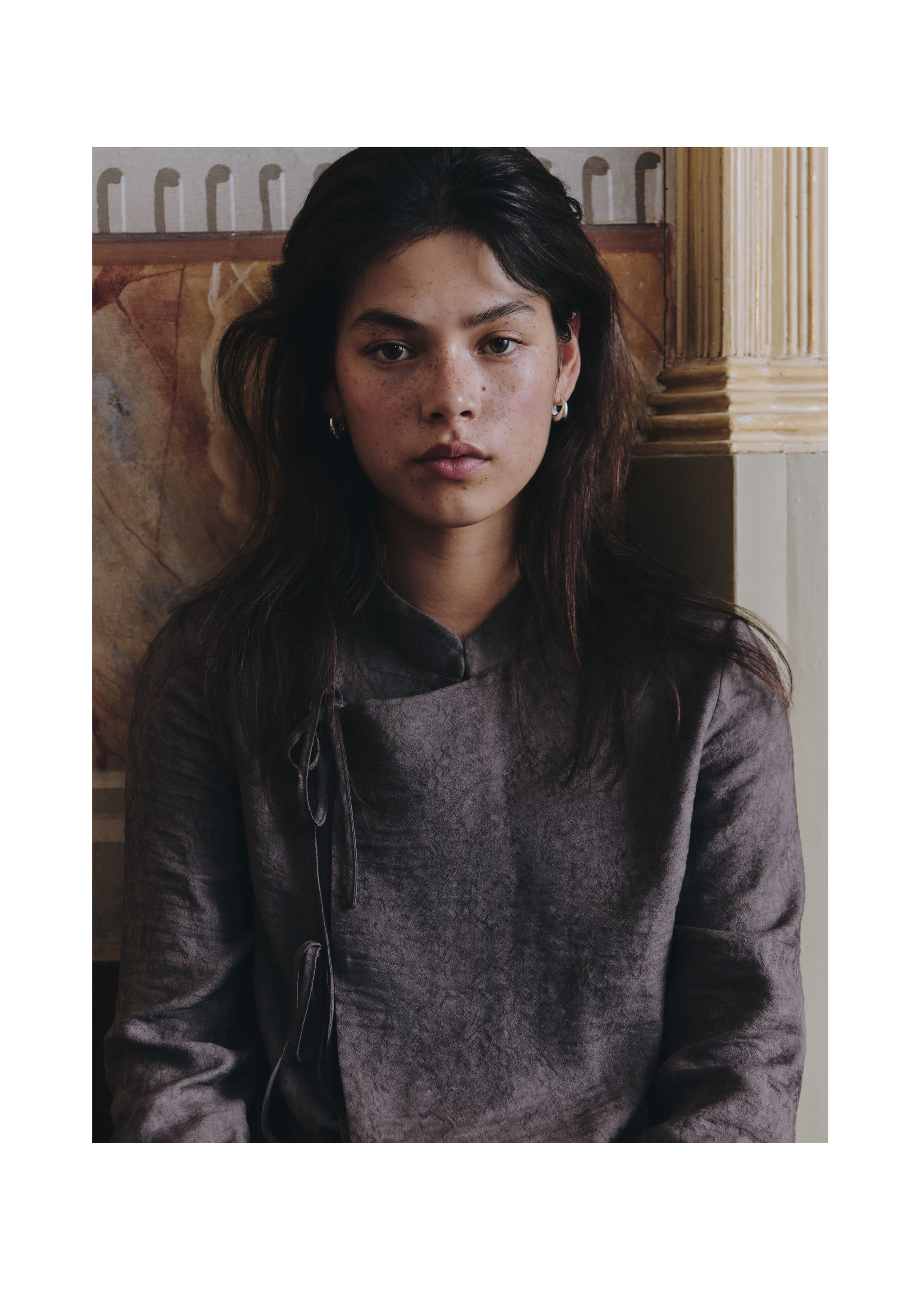 Jacquard blouse with bow details