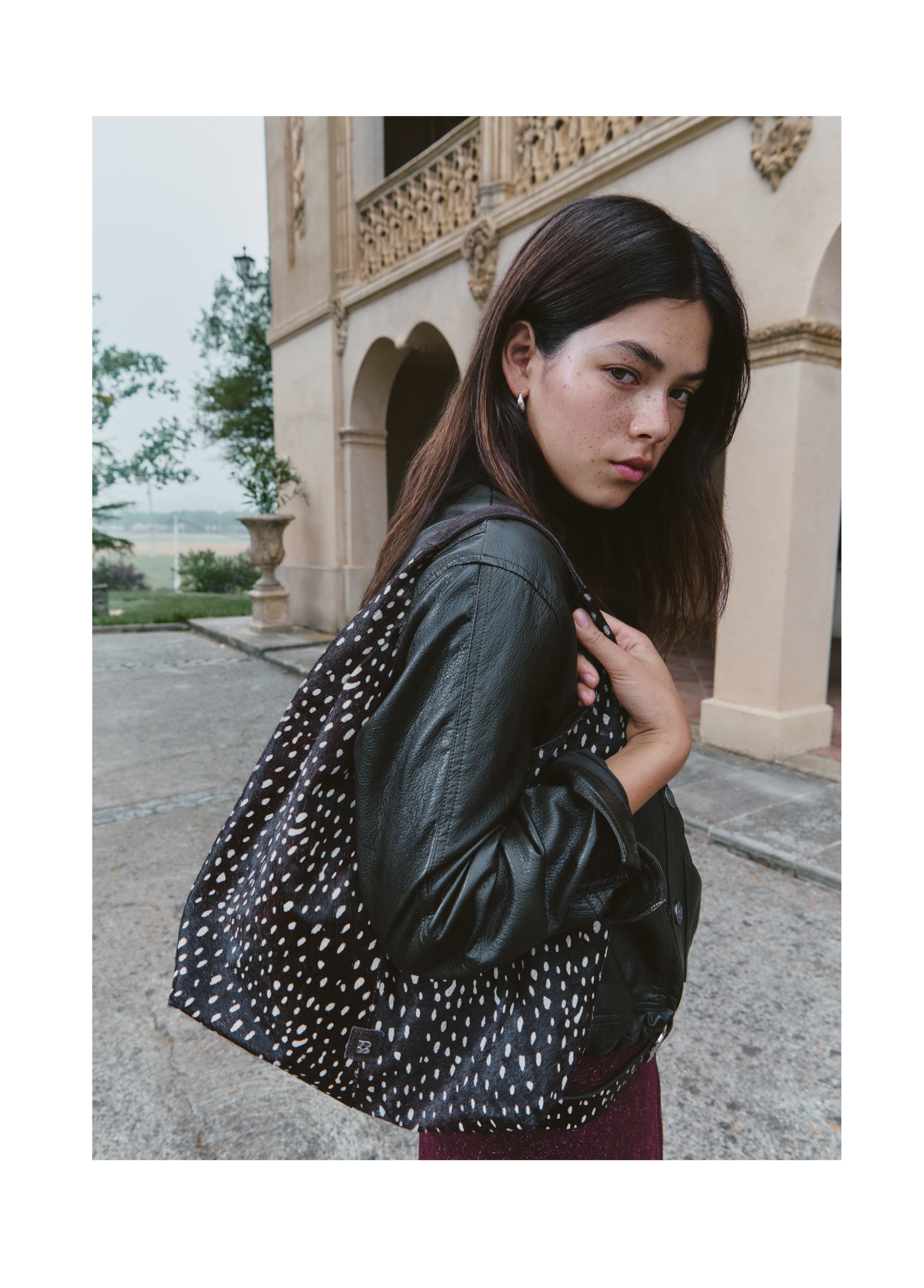 Sac à bandoulière en cuir imprimé animal
