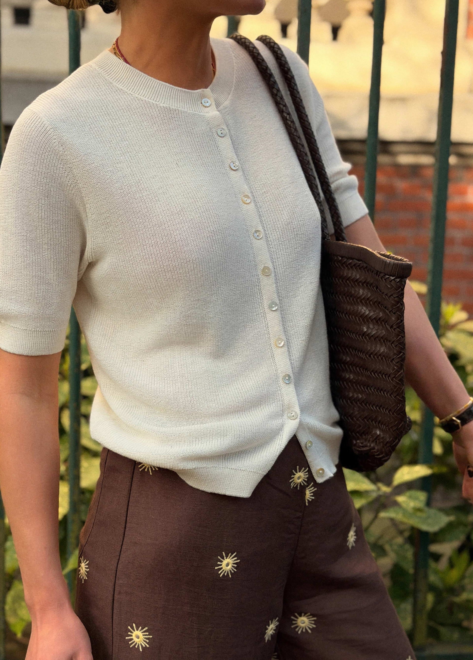 Chaqueta punto botones manga corta