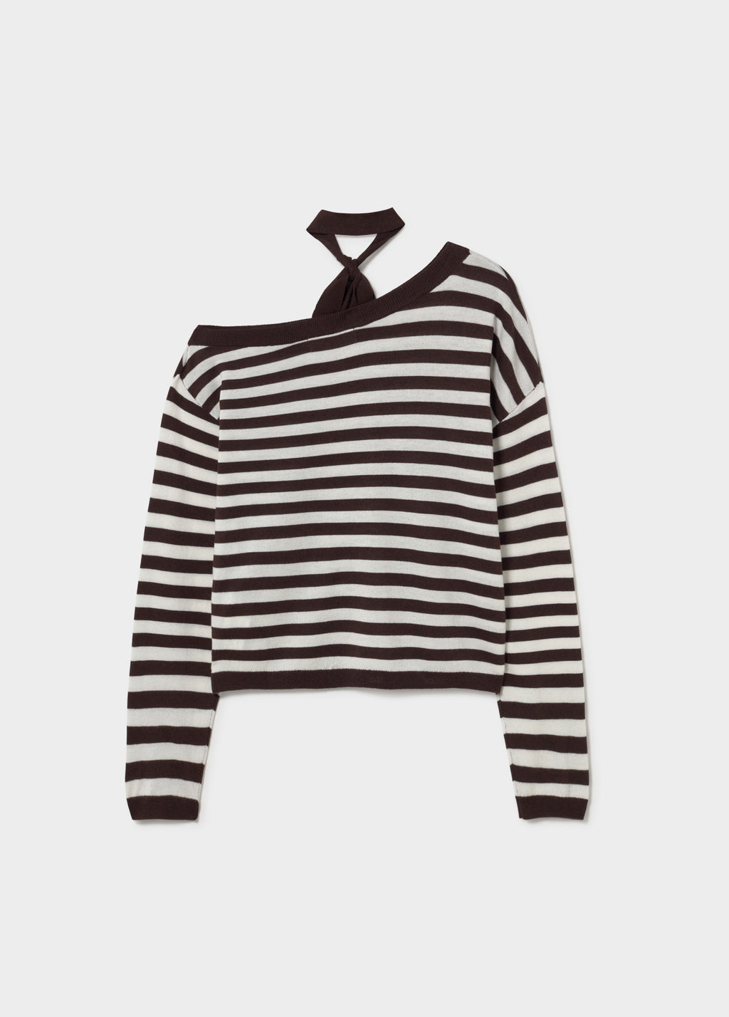 Camisola assimétrica às riscas com choker