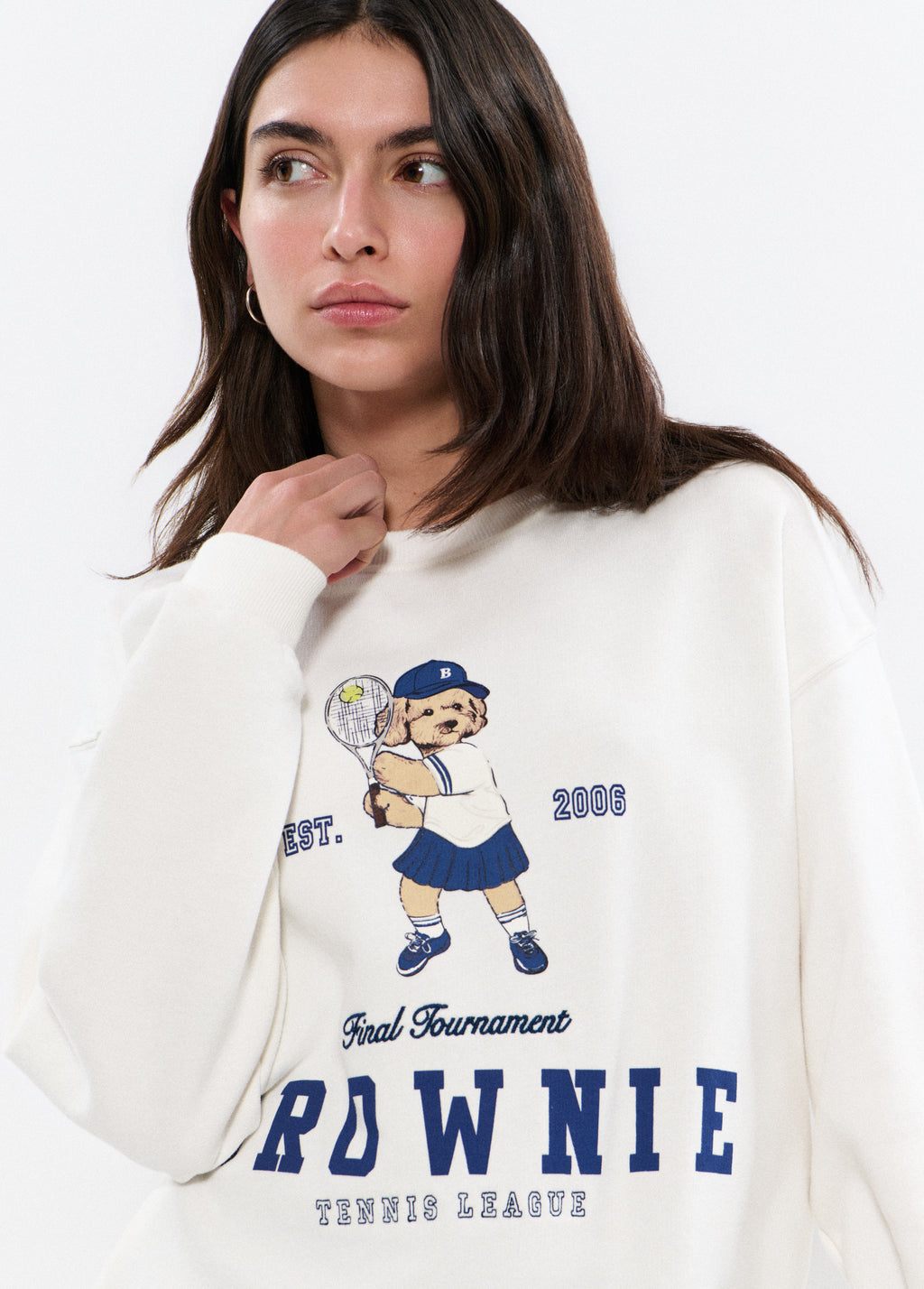 Sweat imprimé petite chienne joueuse de tennis