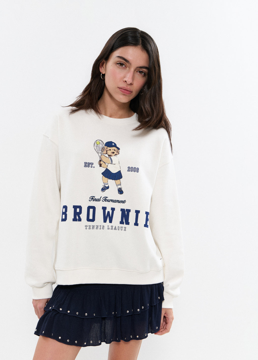 Sweat imprimé petite chienne joueuse de tennis