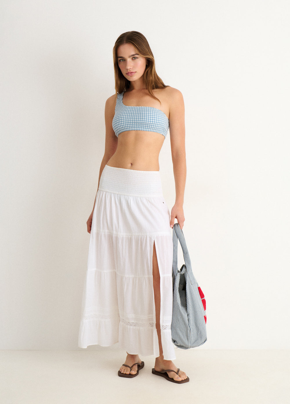 Asymmetrical gingham top