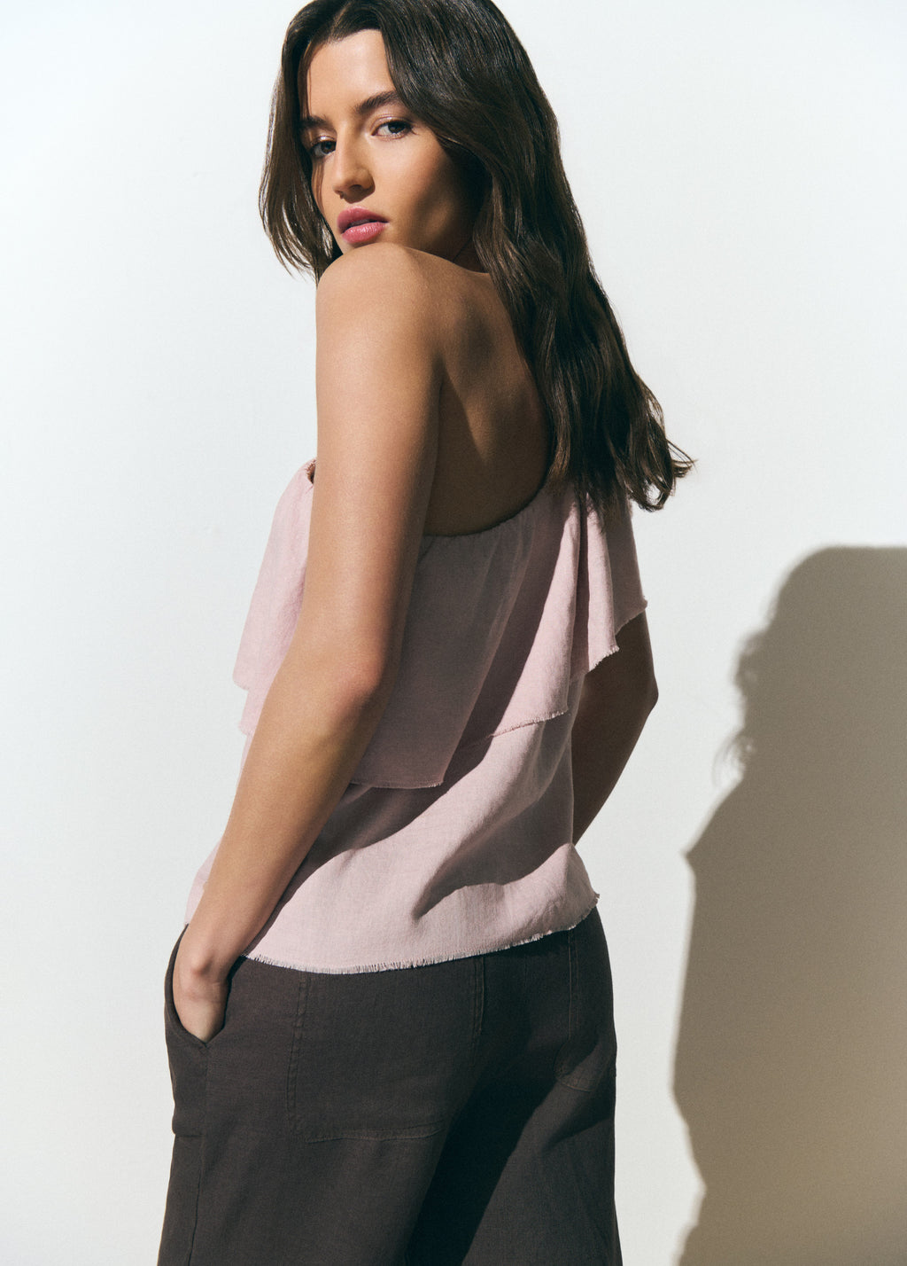 Asymmetric ruffle top