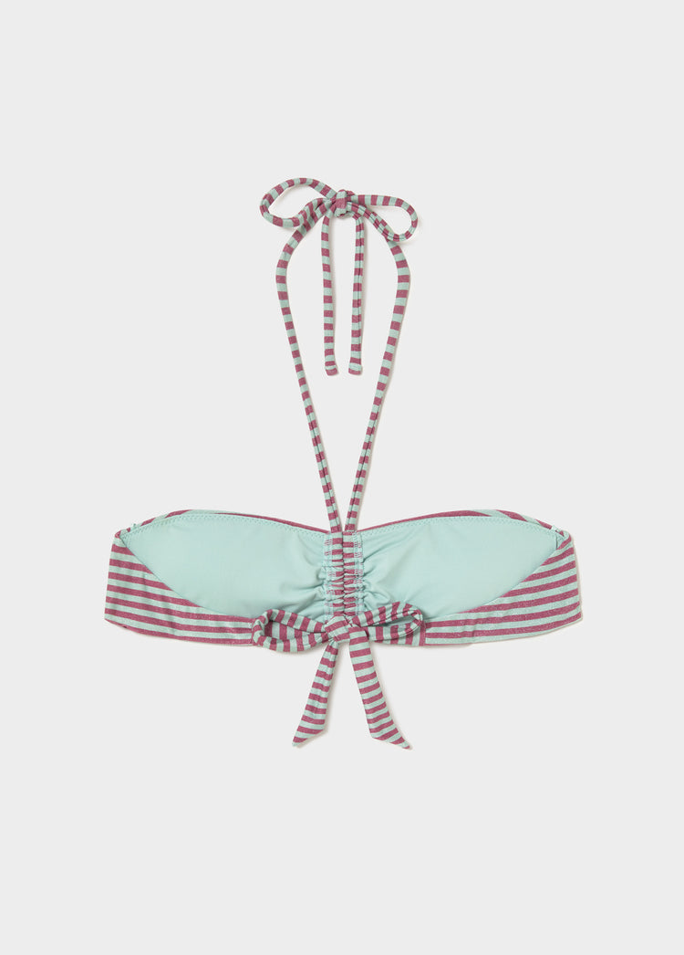 Top bandeau noué rayures fil métallisé