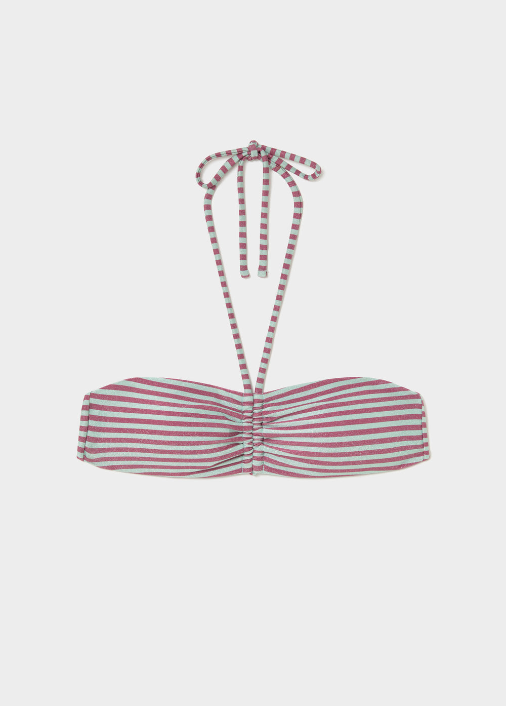 Top bandeau noué rayures fil métallisé