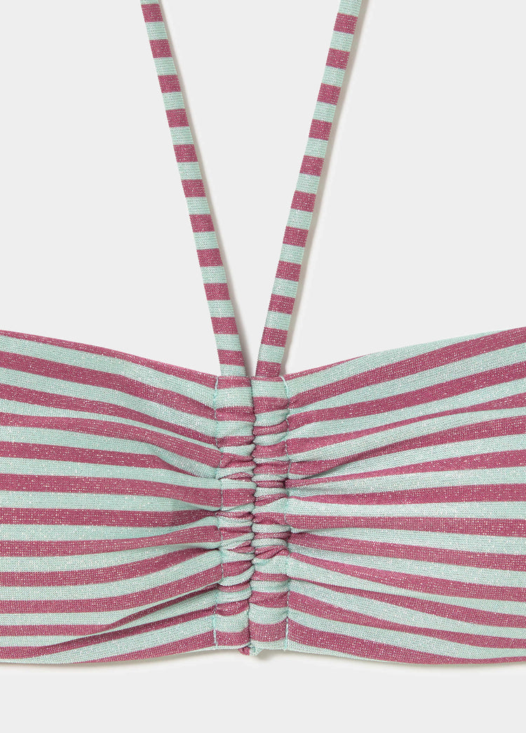 Top bandeau noué rayures fil métallisé