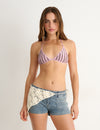 Top de bikini às riscas com lurex