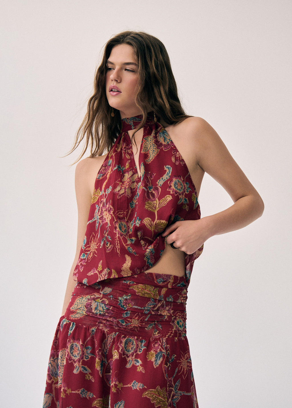 Top choker imprimé
