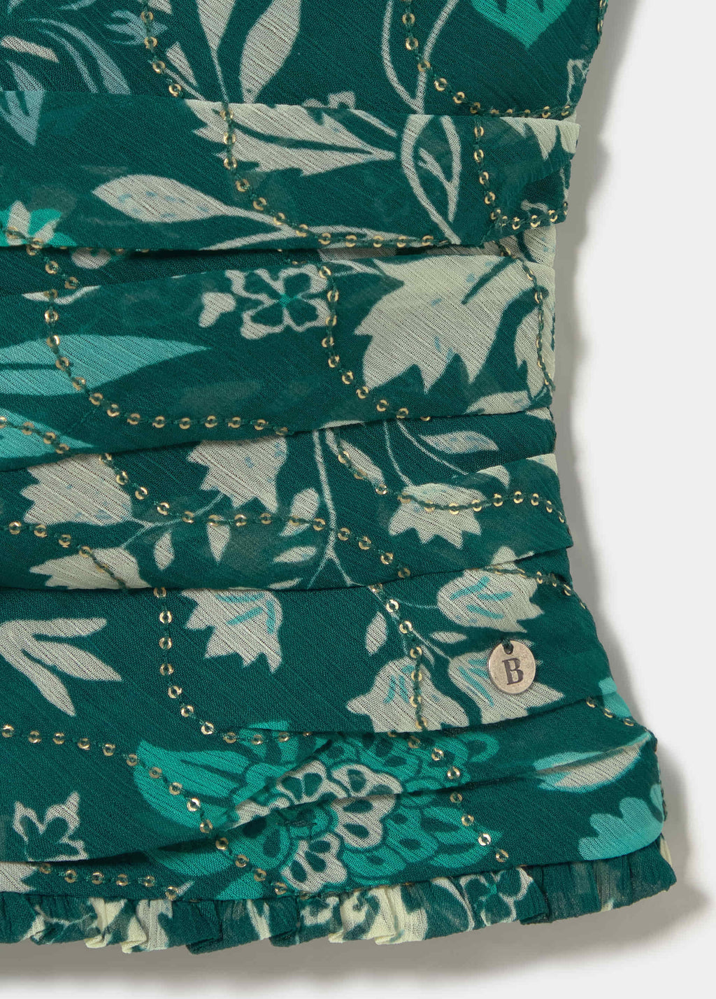 Top imprimé à paillettes
