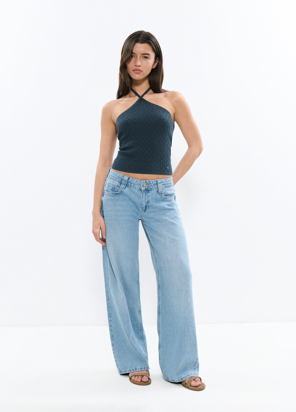 Top halter con texture