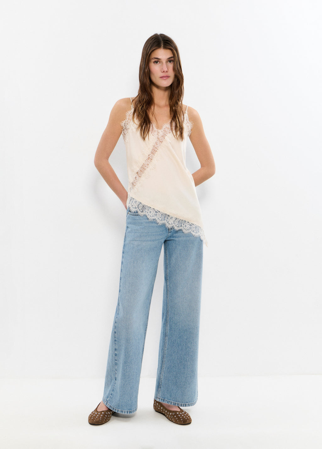 Asymmetric lace top