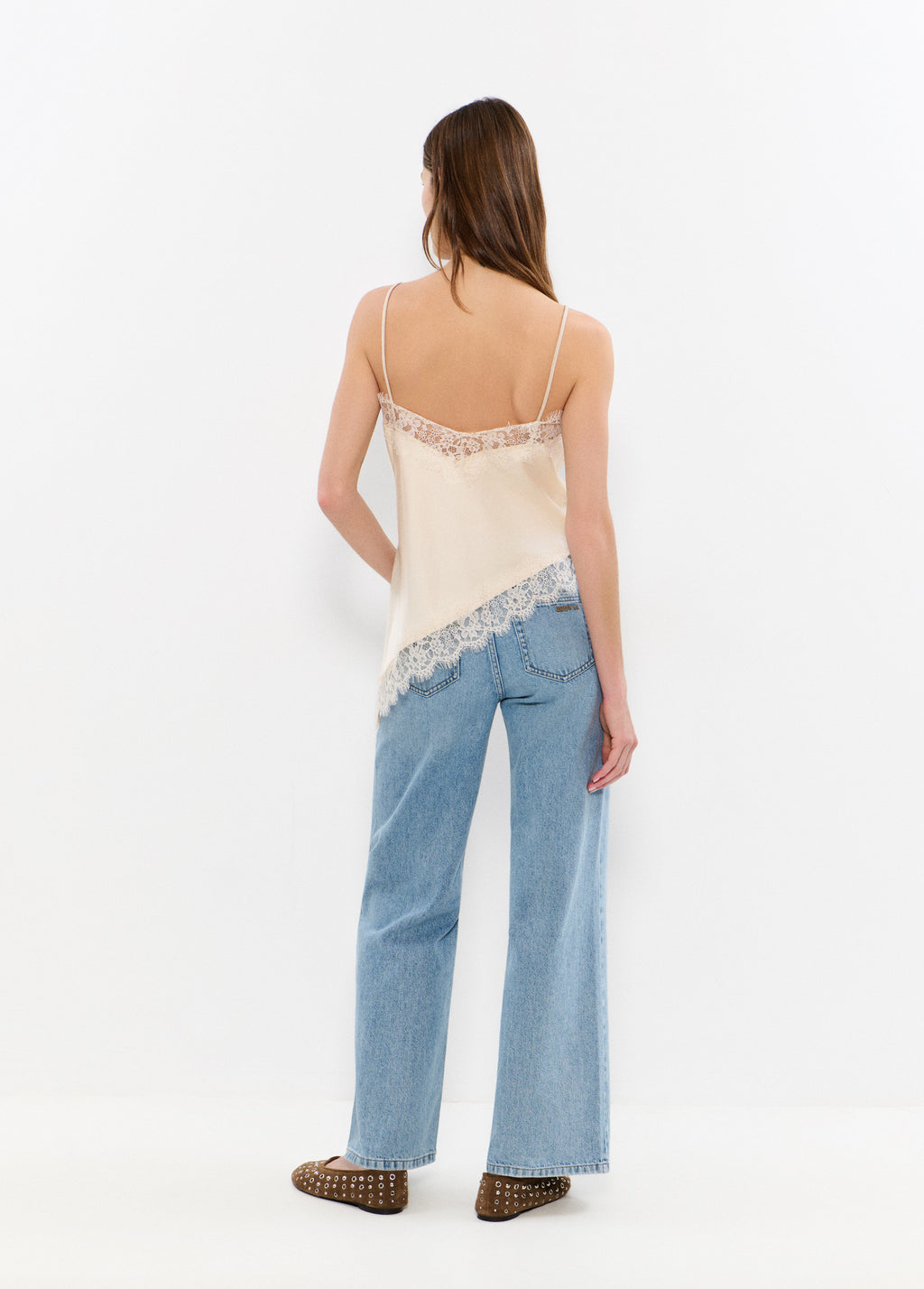 Asymmetric lace top