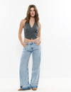 Studs linen halter top