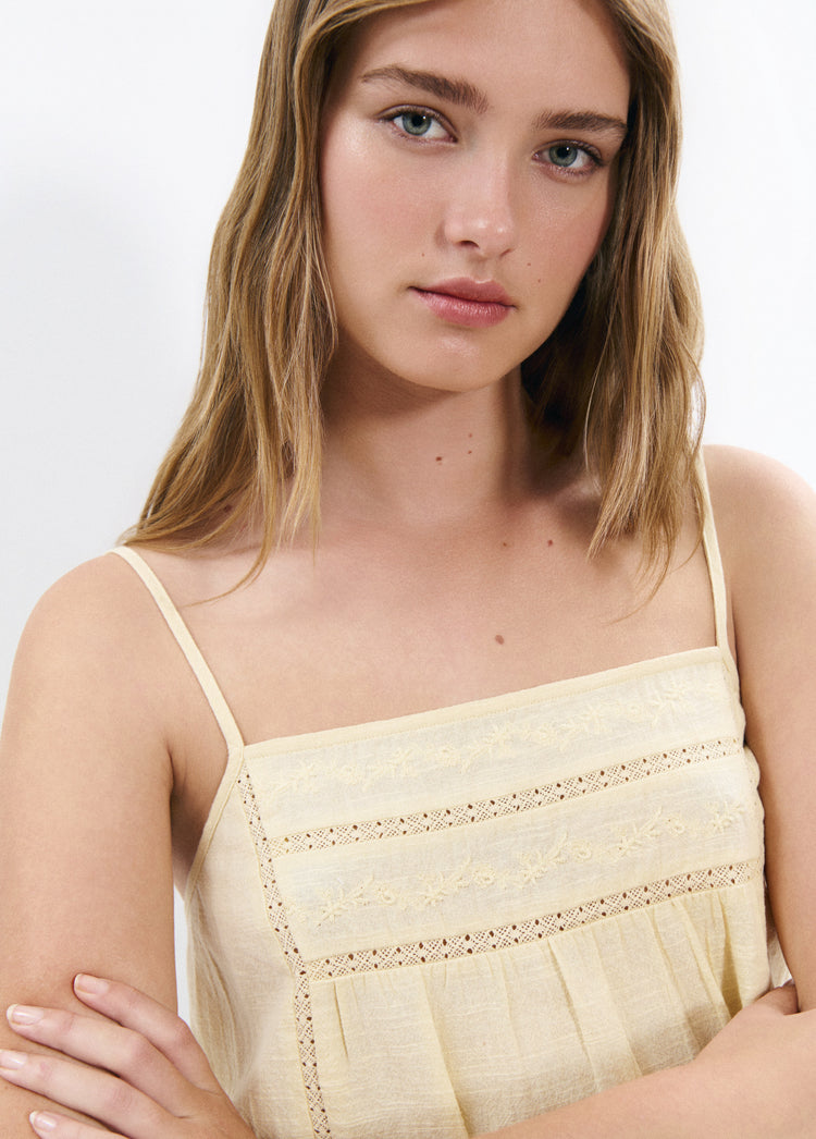 Embroidered vest top