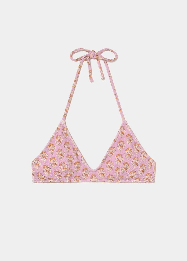 Top triangle imprimé fleur indienne