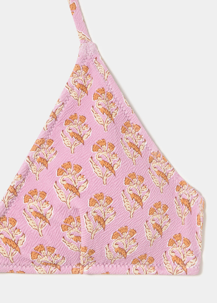 Top triangle imprimé fleur indienne