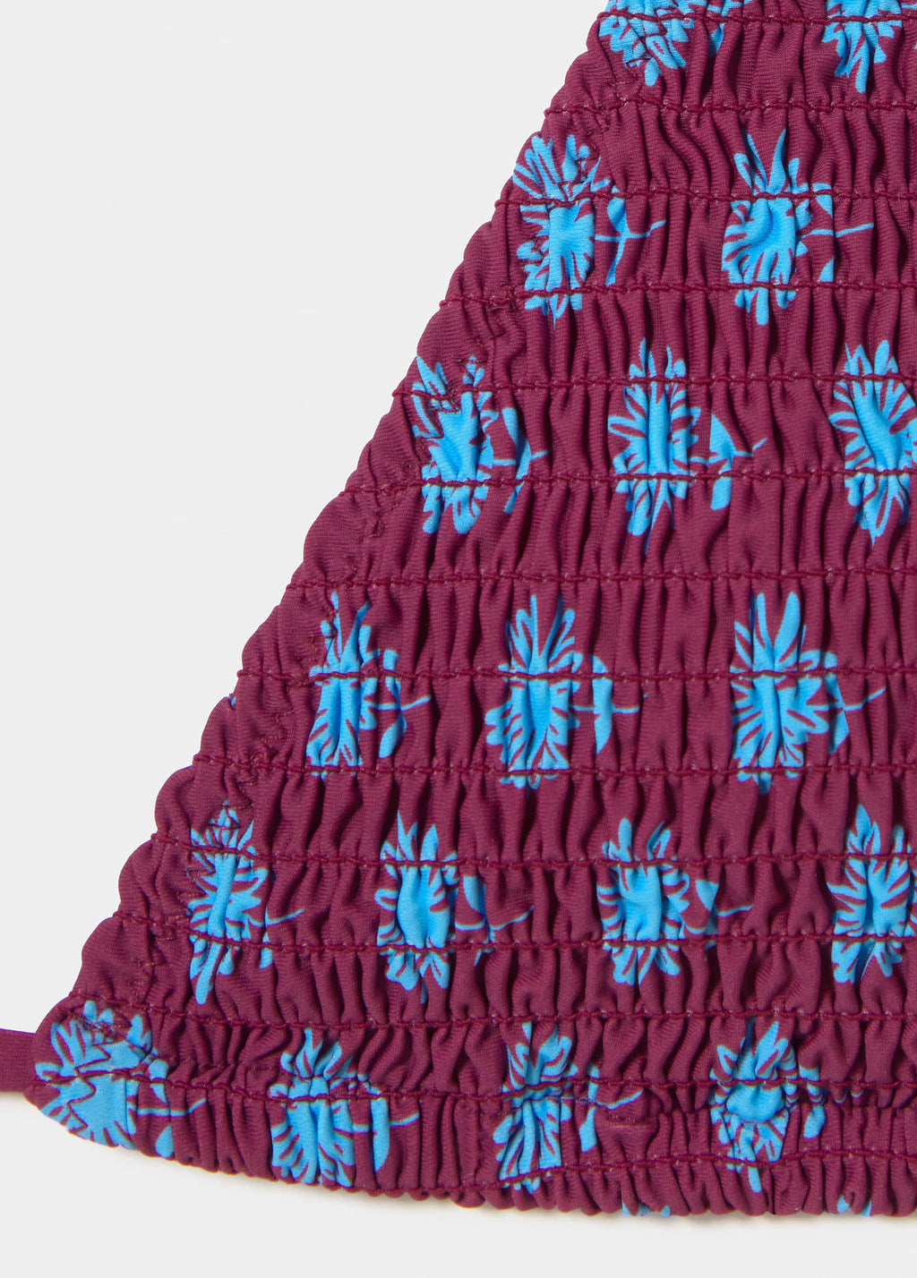 Printed smocked triangular top