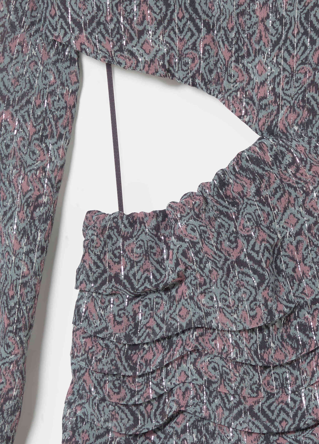 Vestido cut out estampado lurex