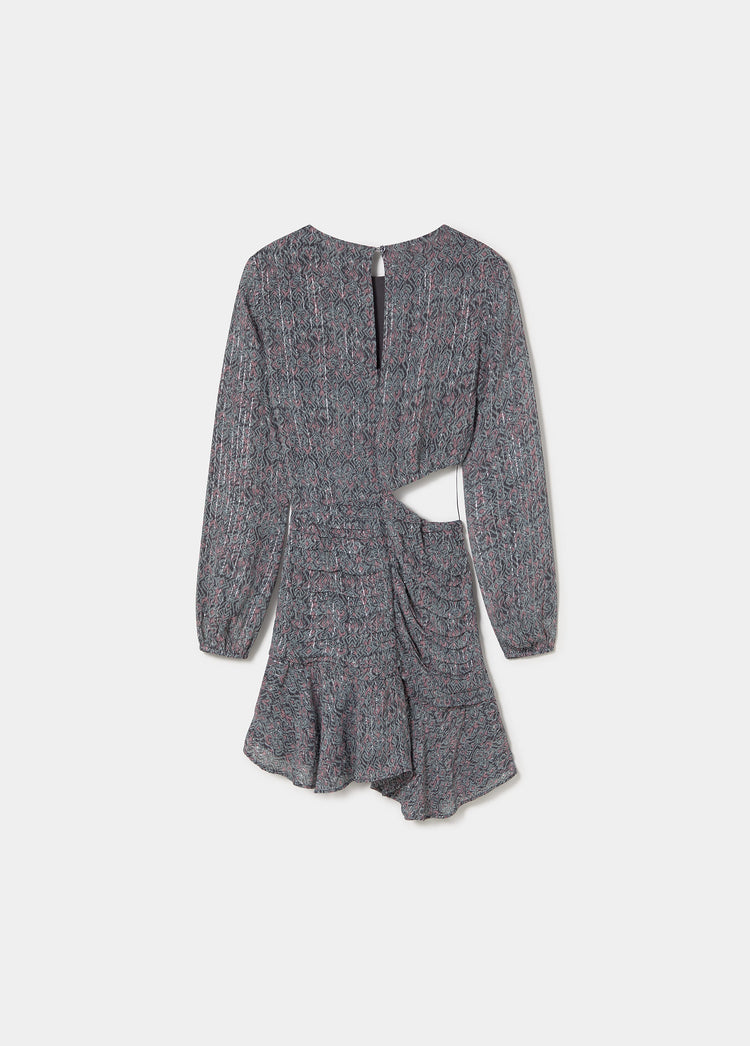 Vestido cut out estampado lurex