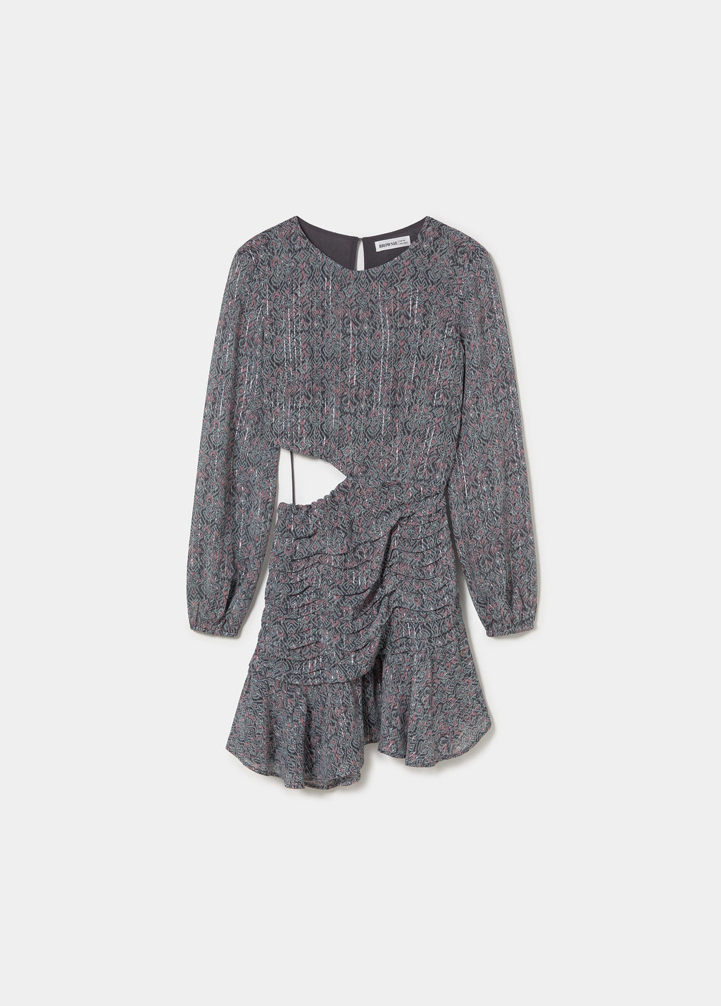 Vestido cut out estampado lurex