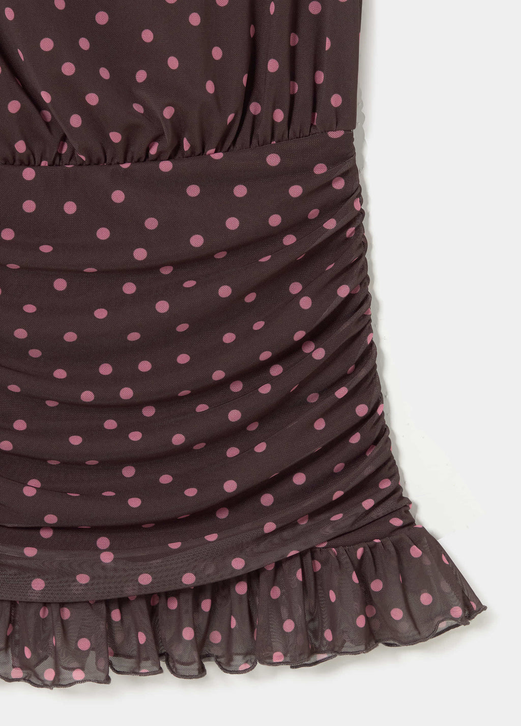 Vestido drapeado com bolinhas