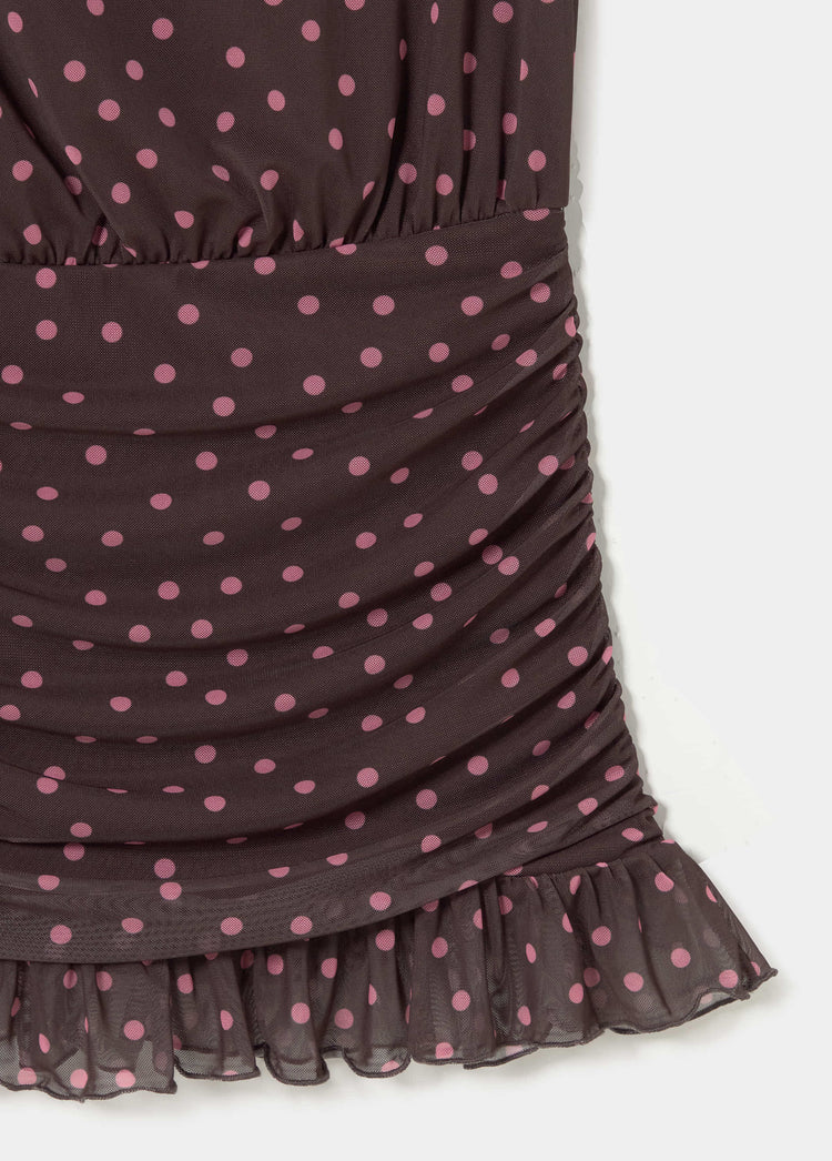 Vestido drapeado topos