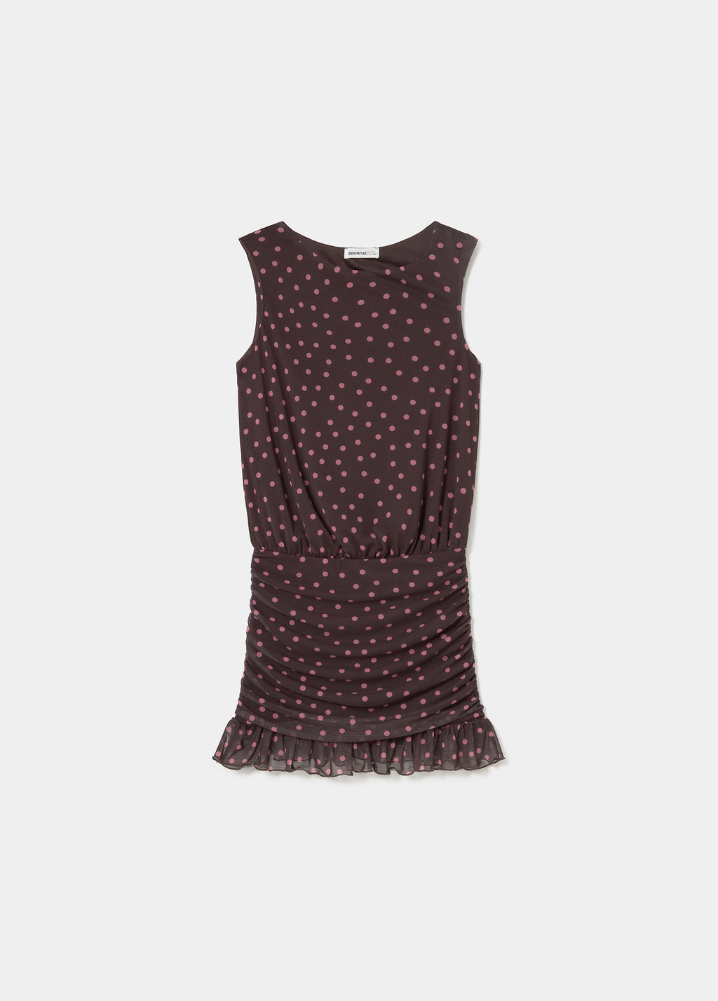 Vestido drapeado com bolinhas