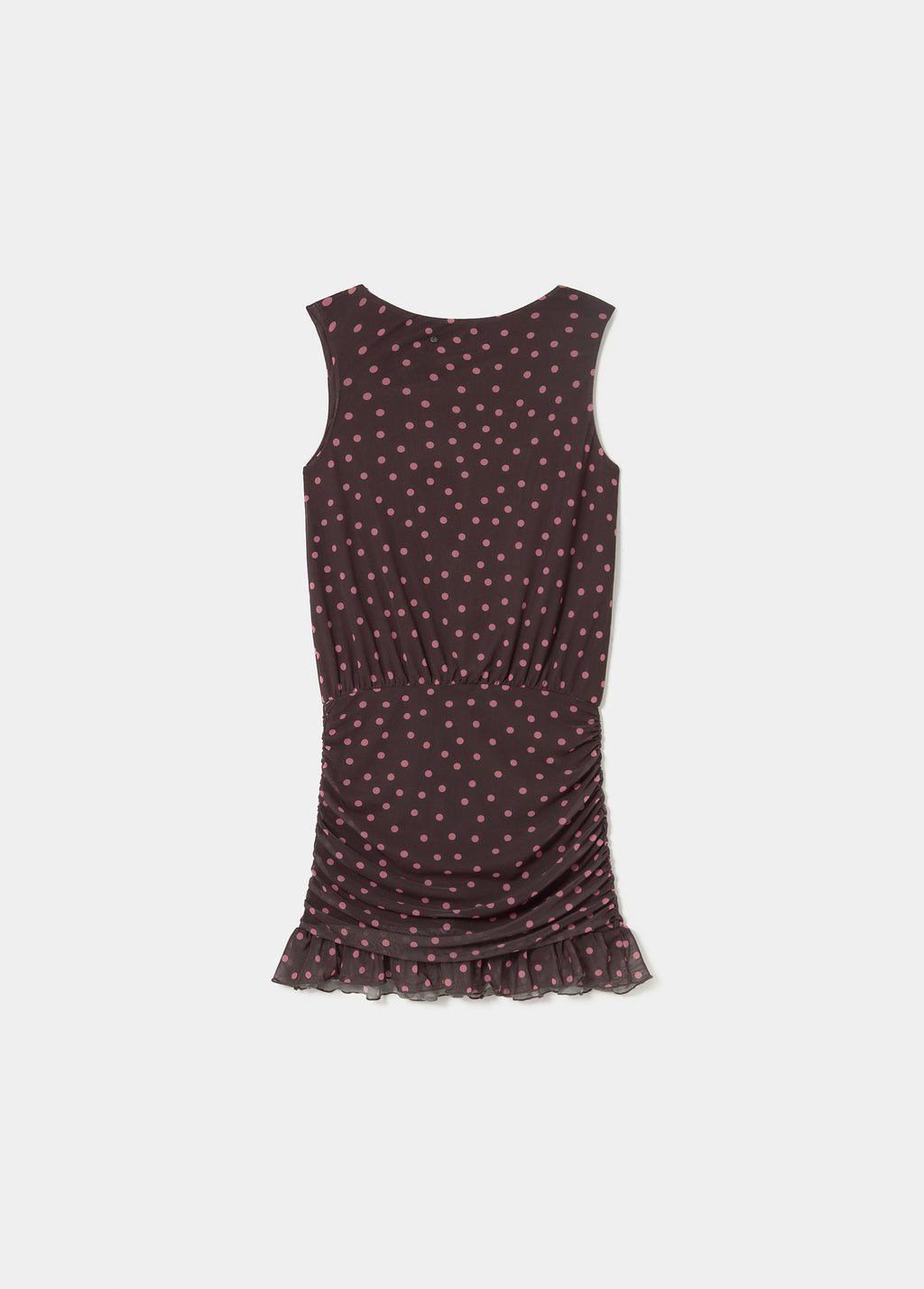 Vestido drapeado com bolinhas