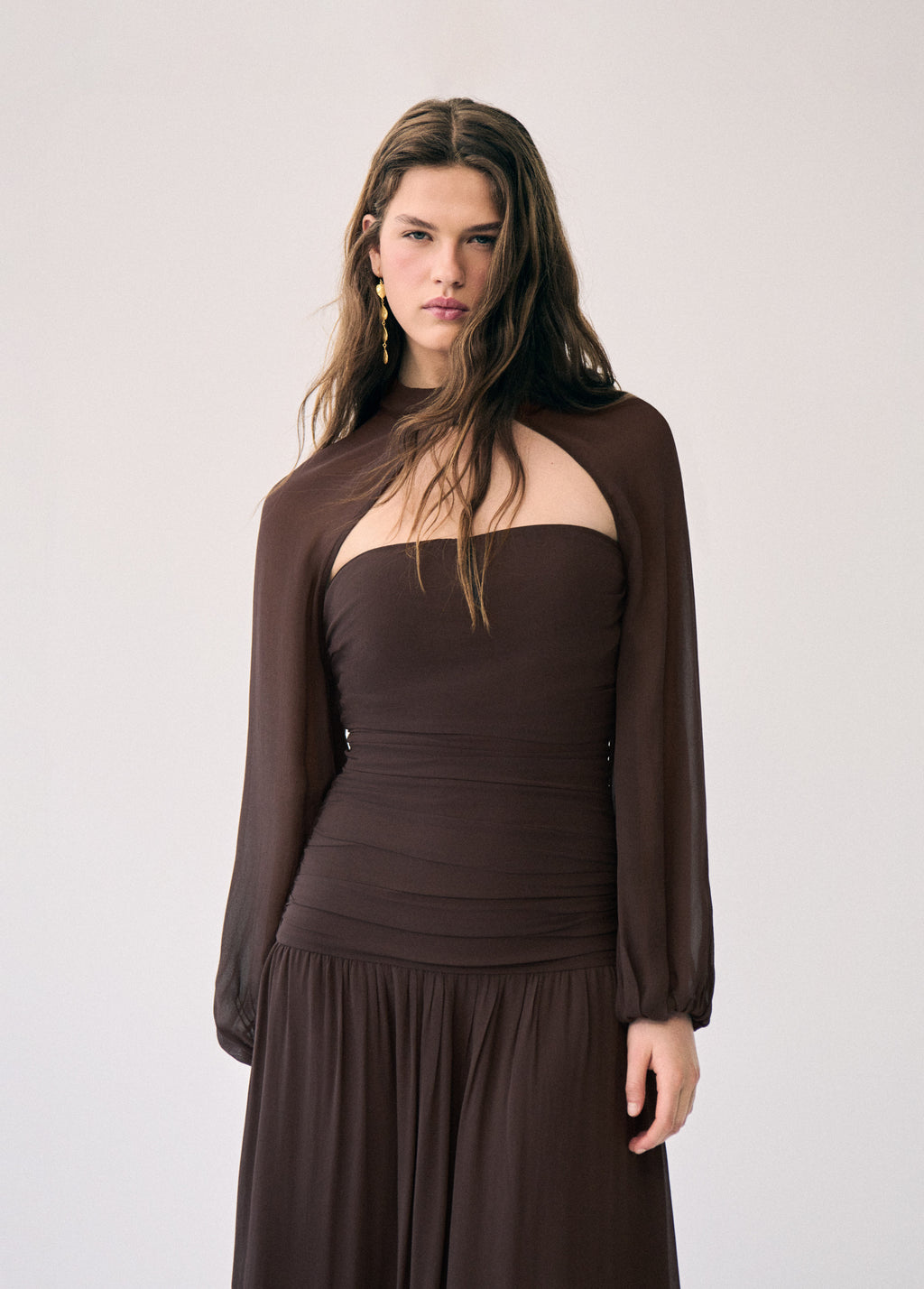 Vestido frunces largo