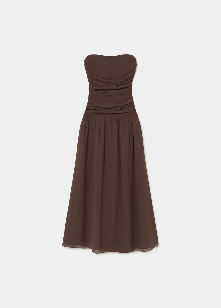 Vestido frunces largo