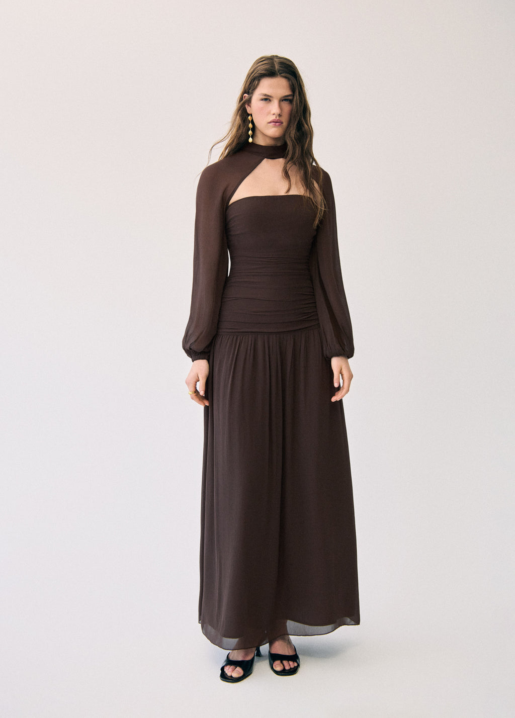 Vestido frunces largo