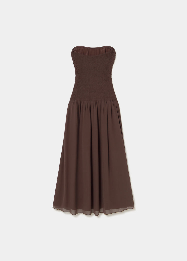 Vestido frunces largo