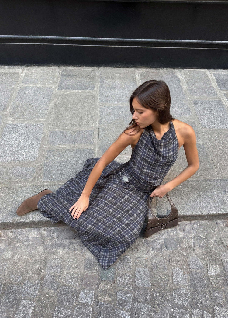 Long printed draped dress