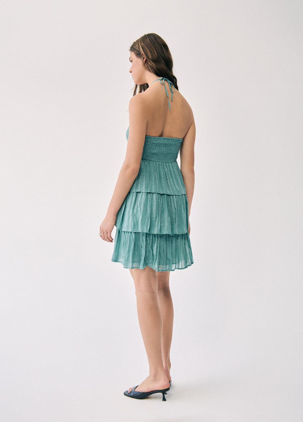 Off-shoulder shiny dress