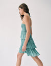 Vestido off-shoulder brillo