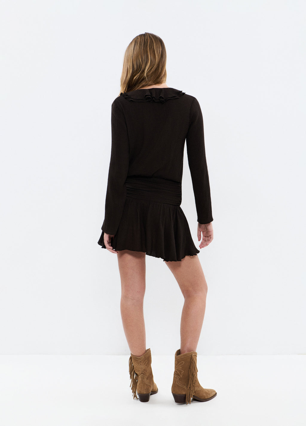Draped ruffle dress