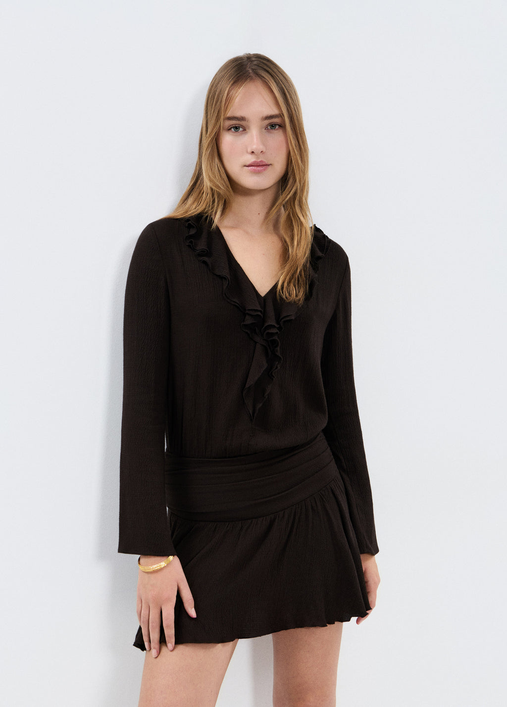 Draped ruffle dress