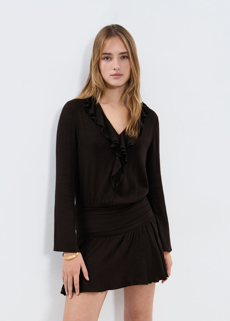 Draped ruffle dress