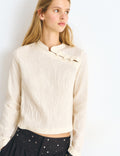 Jacquard blouse with button detail