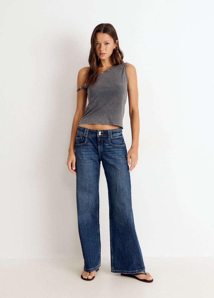 Asymmetric eyelets t-shirt