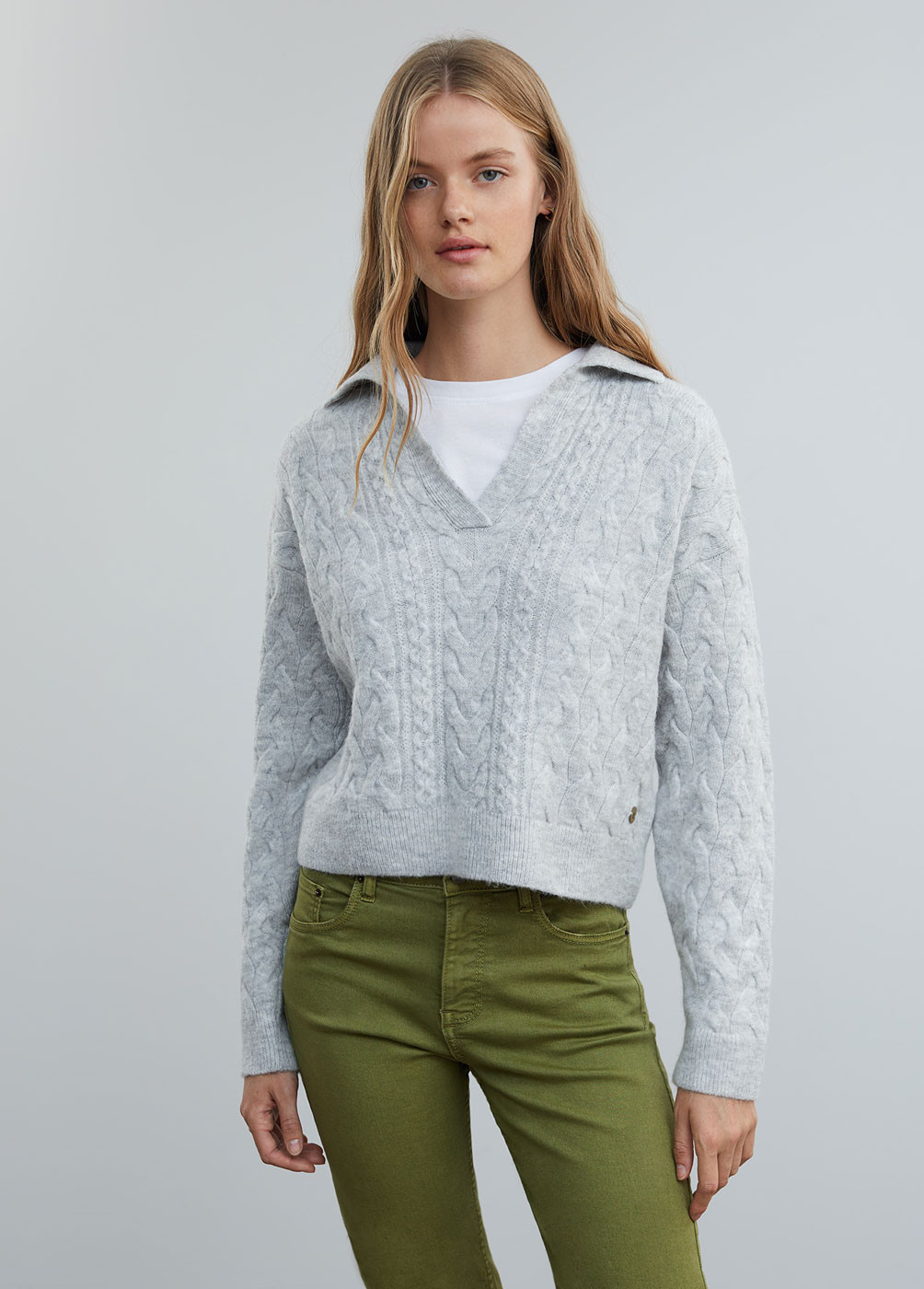 POLOPULLOVER MIT ZOPFMUSTER