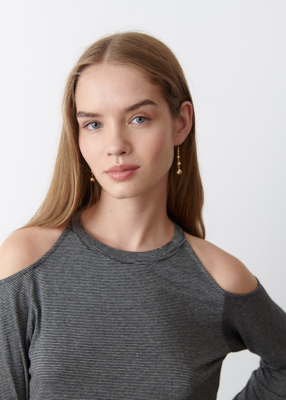 T-SHIRT STREIFEN OFFSHOULDER