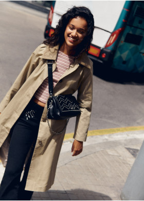 TRENCHCOAT LANG MIT CORDKRAGEN